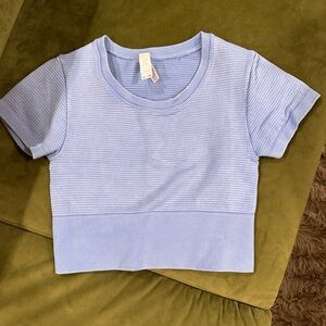 Aerie Light Blue Ribbed Crop Top